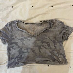 Gray/Green Camouflage Women's Crop Top